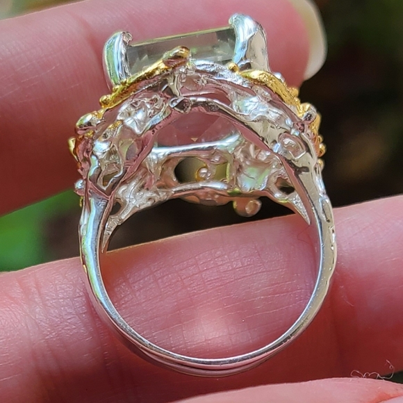 Genuine green amethyst sterling ring - Picture 10 of 13